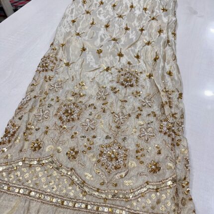 Pure Zari Tissue Handwork Dyeable Fabric