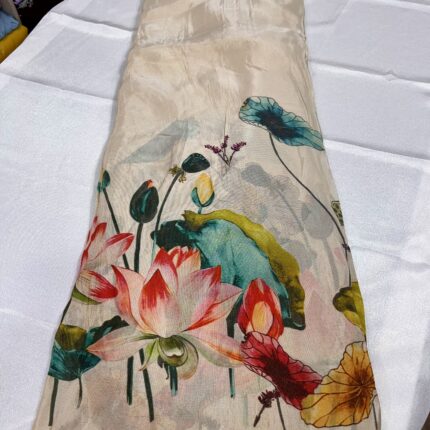 Printed Zari Tissue or Cosmos Silk Fabric