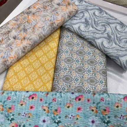 Cotton Fabric with Sequins and Thread Work