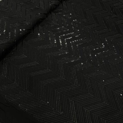 Rayon Fabric with Black Base, Embroidery & Sequins Work