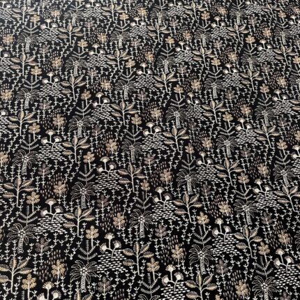 Premium Velvet 9000 Black Fabric with Heavy Multicolor Embroidery & Sequins