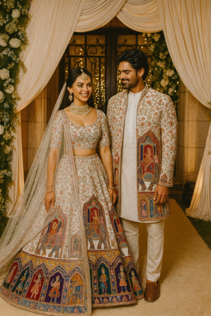 Pure Natural Crepe Fabric with Heavy Gudda Gudia Panel & Big Elephant Design