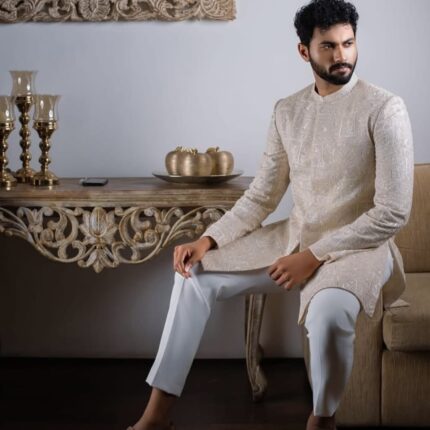 Pure Viscose Georgette Dyeable Fabric with Heavy Allover Embroidery