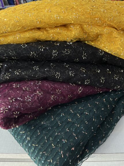 Premium Sequins, Cutdana & Thread Work Net Fabric – Elegant & Glamorous
