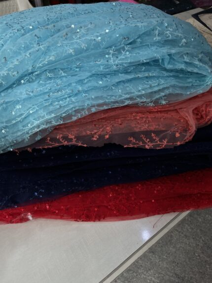 All-Over Sequins & Thread Work Net Fabric – Perfect for Party & Festive Wear