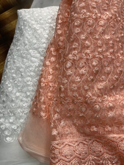 All-Over Sequins & Thread Work Net Fabric – Perfect for Party & Festive Wear
