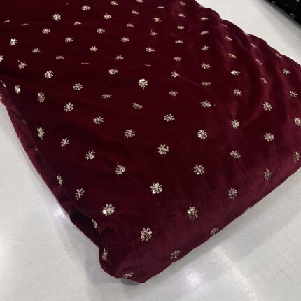 Micro Velvet 9000 Sequins Butti Fabric – Affordable Luxury for Festive & Party Wear