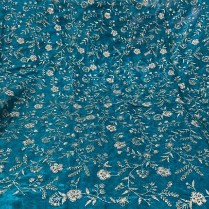 Fandy Silk Fabric with Allover Sequins & Embroidery Jaal Work