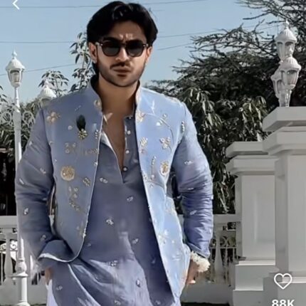 Pure Natural Crepe Handwork Jaal Fabric – Celebrity Inspired Butterfly & Kairi Design