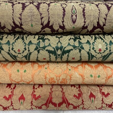 Pure Banarasi Kim Khab Fabric with Floral & Abstract Allover Design – Elegant Wedding & Party Wear