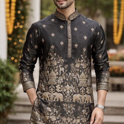 Premium Fendy Silk Fabric with Heavy Daman Work – Designer Festive Collection