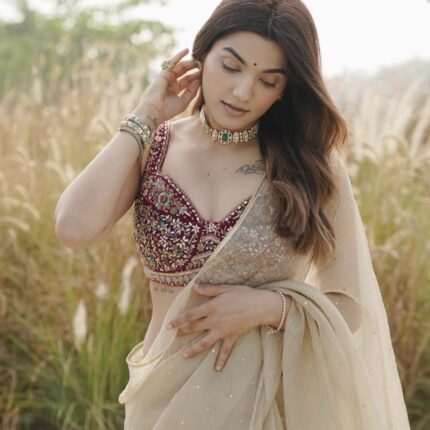 Mukesh Butti Salsa Fabric – Elegant Lightweight Festive Fabric