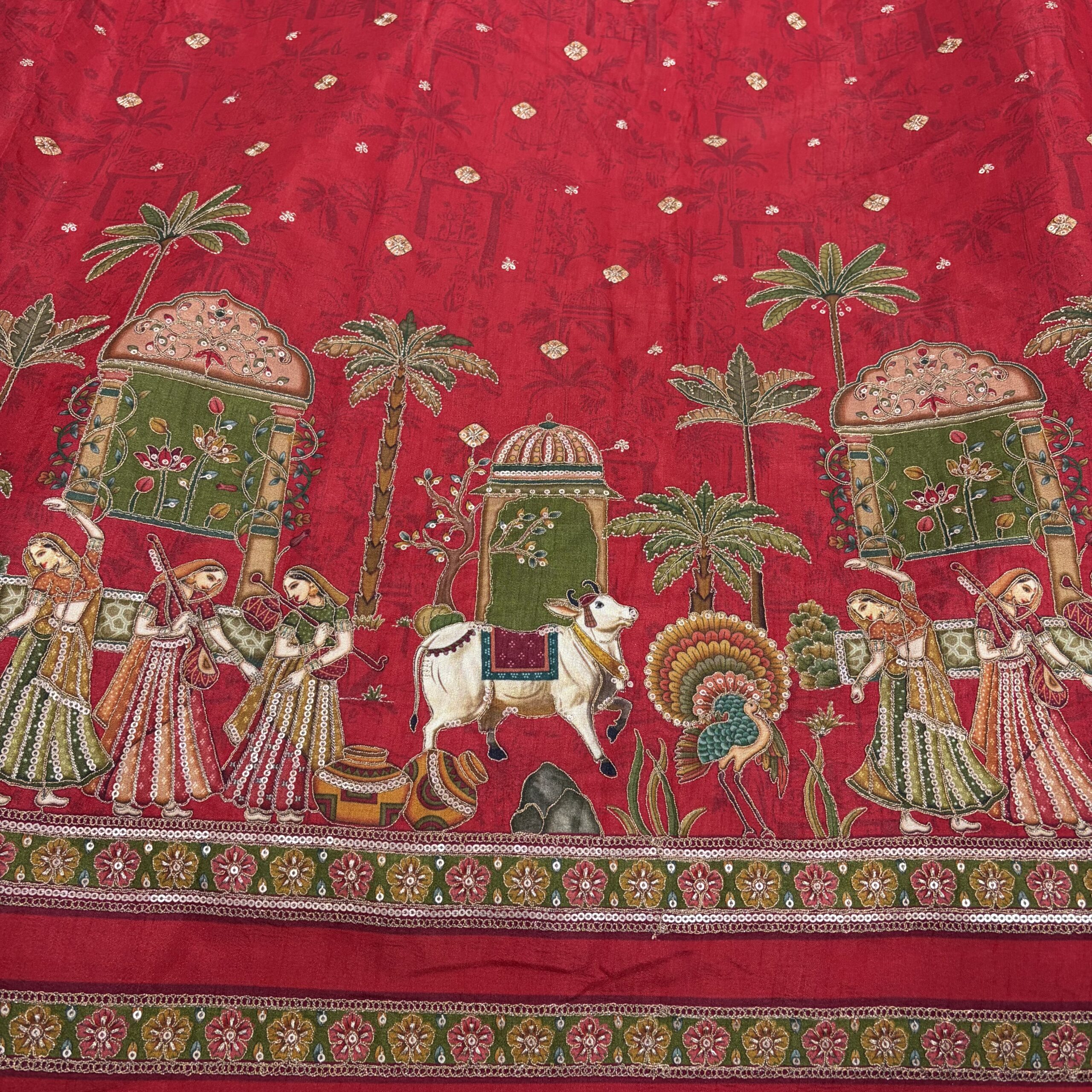 Premium Viscose Dola Silk Fabric with Fusing – Traditional Designer Collection