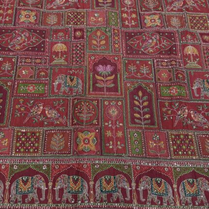 Premium Raw Silk Fabric with Handwork & Animal Motifs – Royal Heritage Designer Collection