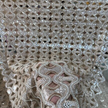 Premium Designer Net Fabric with Handwork, Beads, Cutwork & Sequins – Couture Glam Collection