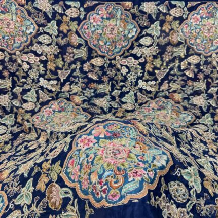 Royal Patchwork Couture Collection – Premium Viscose Crepe Fabric with Heavy Beads & Zari Work