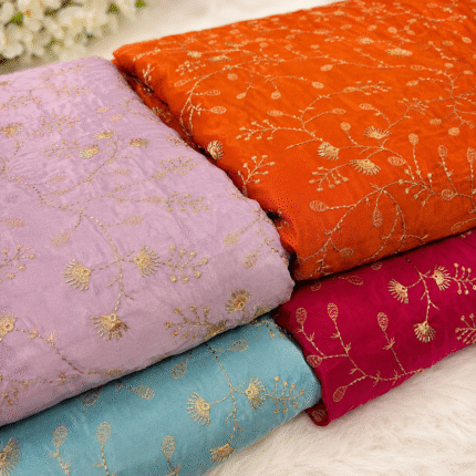 Premium HO Silk Fabric with Jaal Work, Zari & Duplicate Beads – Royal Elegance Collection