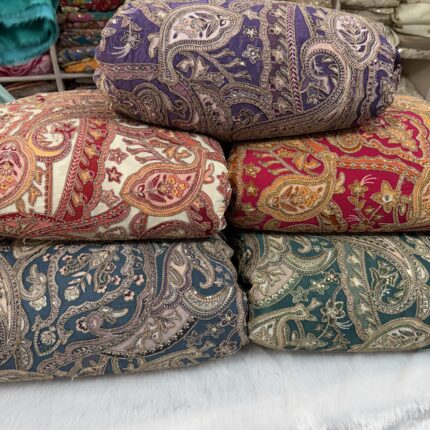 Royal Zardosi Elegance Collection – Pure Viscose Crepe Fabric with Thread, Sequins & Zari Work