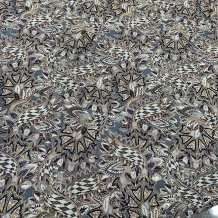 Modern Artisan Collection – Premium Viscose Natural Crepe Fabric with Abstract Multicolor Position Work