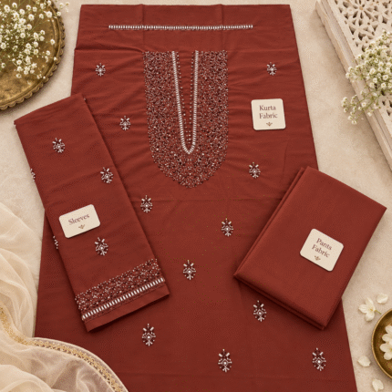 Premium Pre-Cut V-Neck Designer Kurta Set with Pants