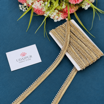 Golden Work Lace with Moti Design
