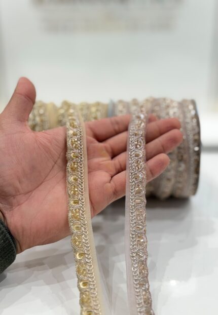 Premium Rose golden and Golden Handwork Beads & Pipe Work Lace