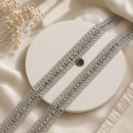 Premium Silver Pipe Zari Work Lace