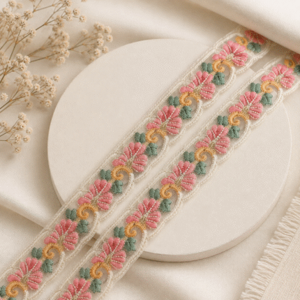 Premium Net Lace with Multicolor Floral & Sequins Work