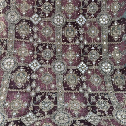 Mirror Heritage Collection – Premium Viscose Crepe Fabric with Square & Circular Mirror Position Work