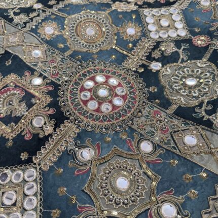 Mirror Heritage Collection – Premium Viscose Crepe Fabric with Square & Circular Mirror Position Work