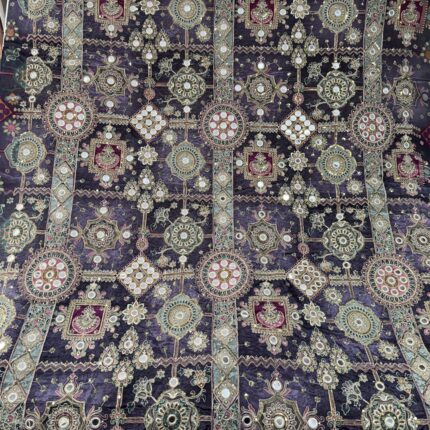 Mirror Heritage Collection – Premium Viscose Crepe Fabric with Square & Circular Mirror Position Work