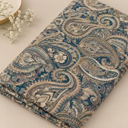 Viscose Crepe Abstract Position Work & Cutdana Handwork Fabric