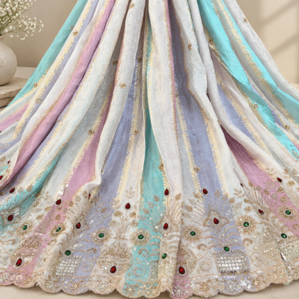 Jacquard Multicolor Meenakari Panel Work Fabric
