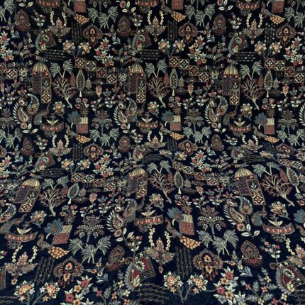 Viscose Velvet Multicolor Embossed Figure Motif Fabric