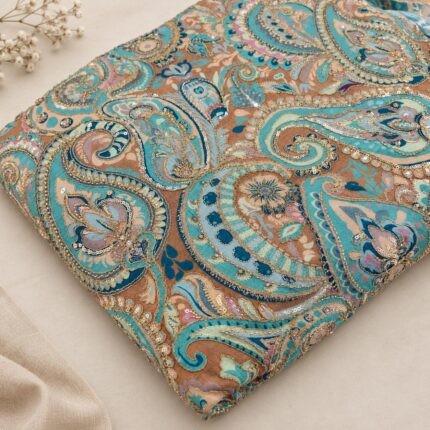 Viscose Crepe Abstract Position Work & Cutdana Handwork Fabric