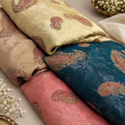 ✨ Premium Designer Jacquard Fabric with Self Design & All-Over Kairi Coding Work